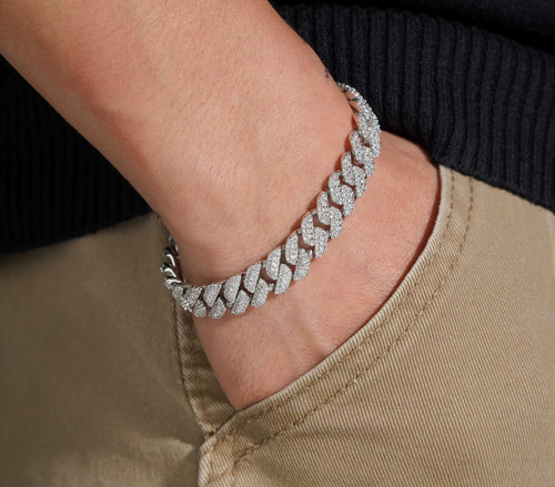 USA Local Stock Hip Hop Bracelet 10Mm Hip Hop VVS Moissanite Bracelet Brass Moissanite Cuban Link Bracelet Pass Diamond Tester