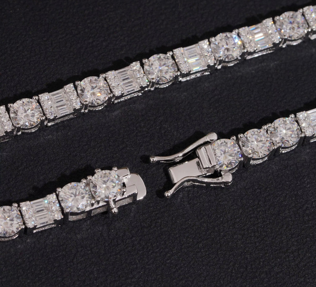 USA Local Stock Fast Shipping 925 Silver 5Mm Fancy Shape GRA Moissanite Diamond Tennis Chain Necklace