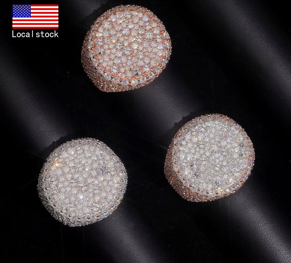 US Warehouse Pass Diamond Tester 925 Silver Fine Jewelry Upside down Moisac Setting Men Ring Moissanite Hip Hop Ring