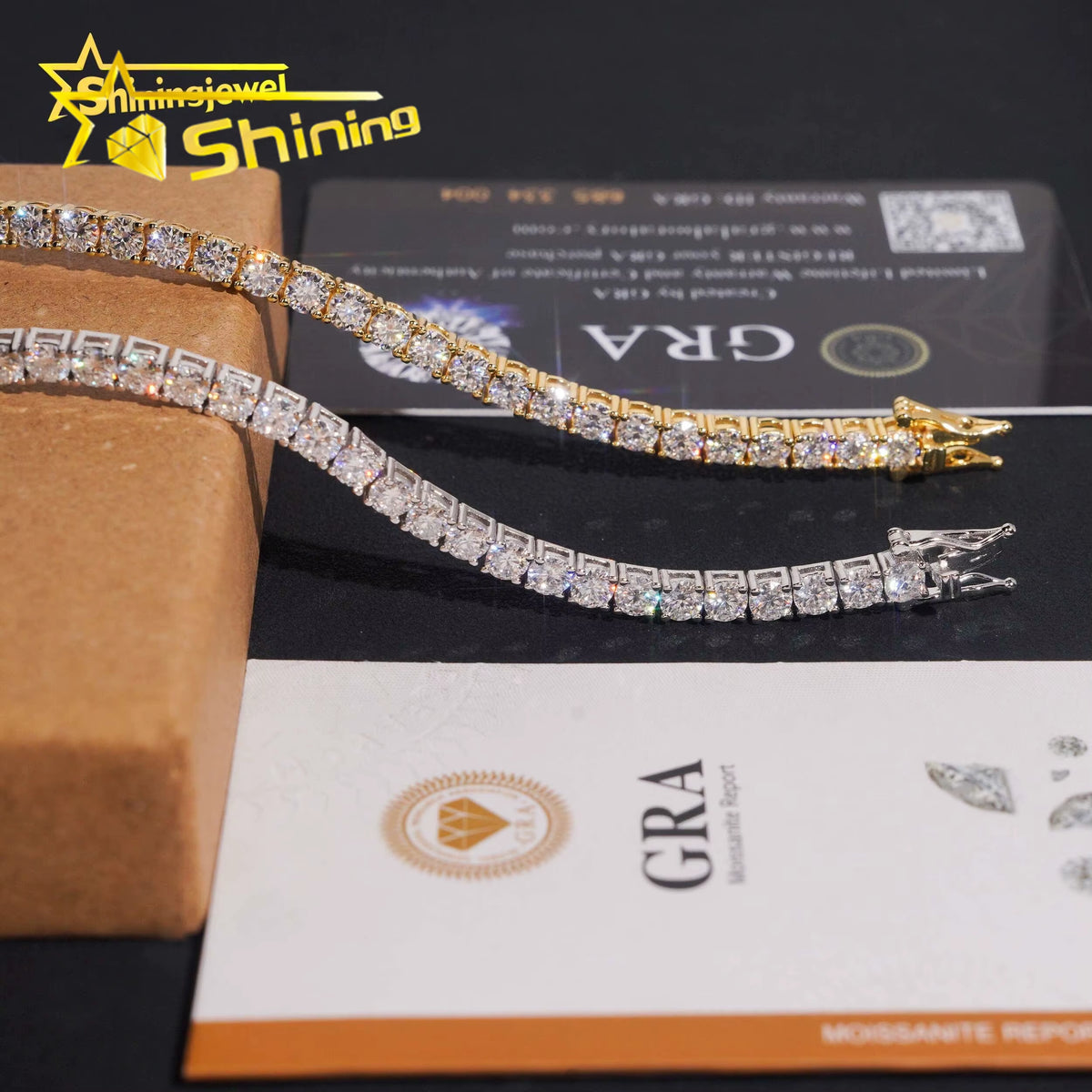 USA Warehouse Local Stock GRA Cert 4MM 925 Solid Silver Hip Hop Iced Out VVS Moissanite Diamond Tennis Chain Bracelet