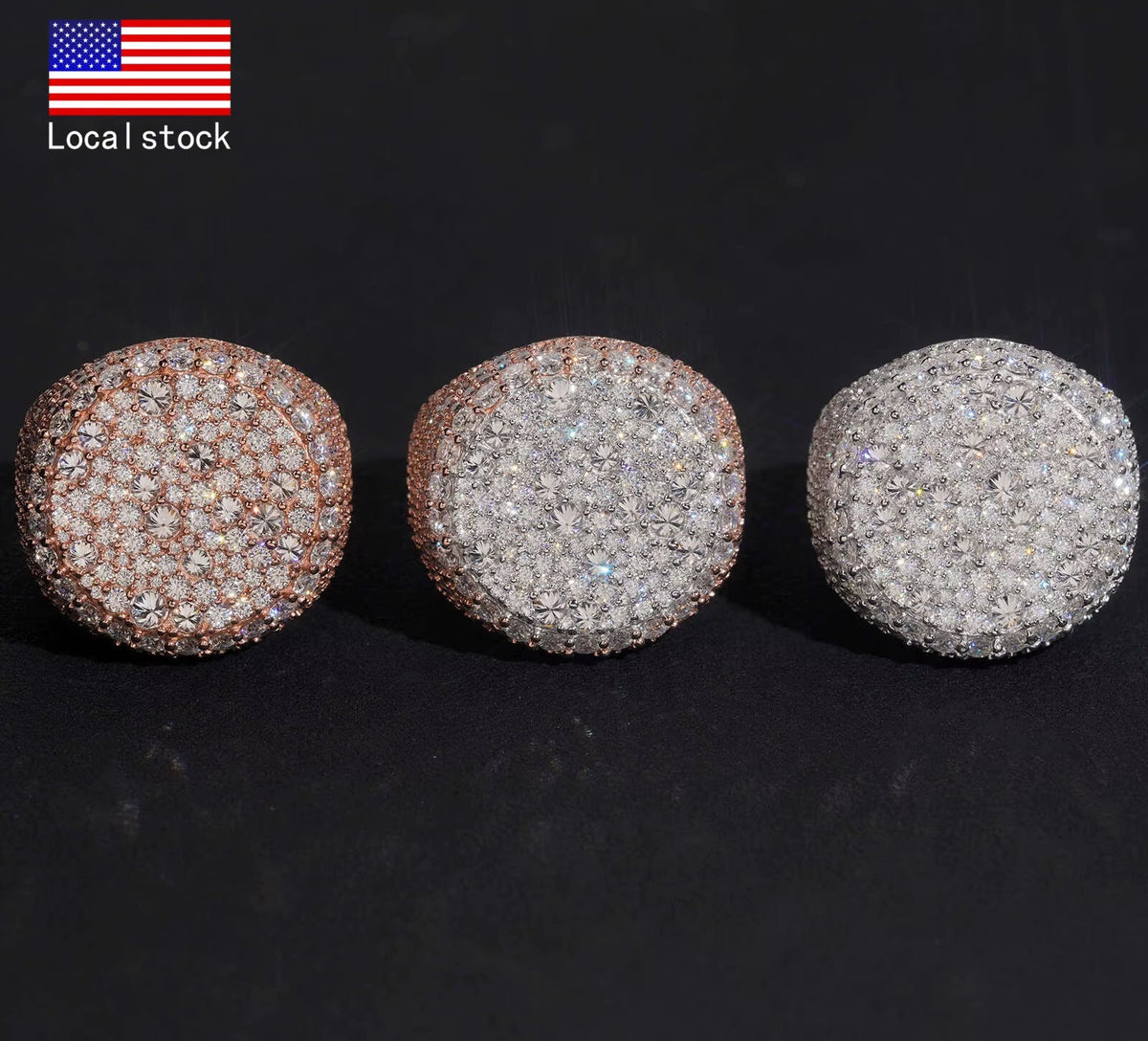 US Warehouse Pass Diamond Tester 925 Silver Fine Jewelry Upside down Moisac Setting Men Ring Moissanite Hip Hop Ring