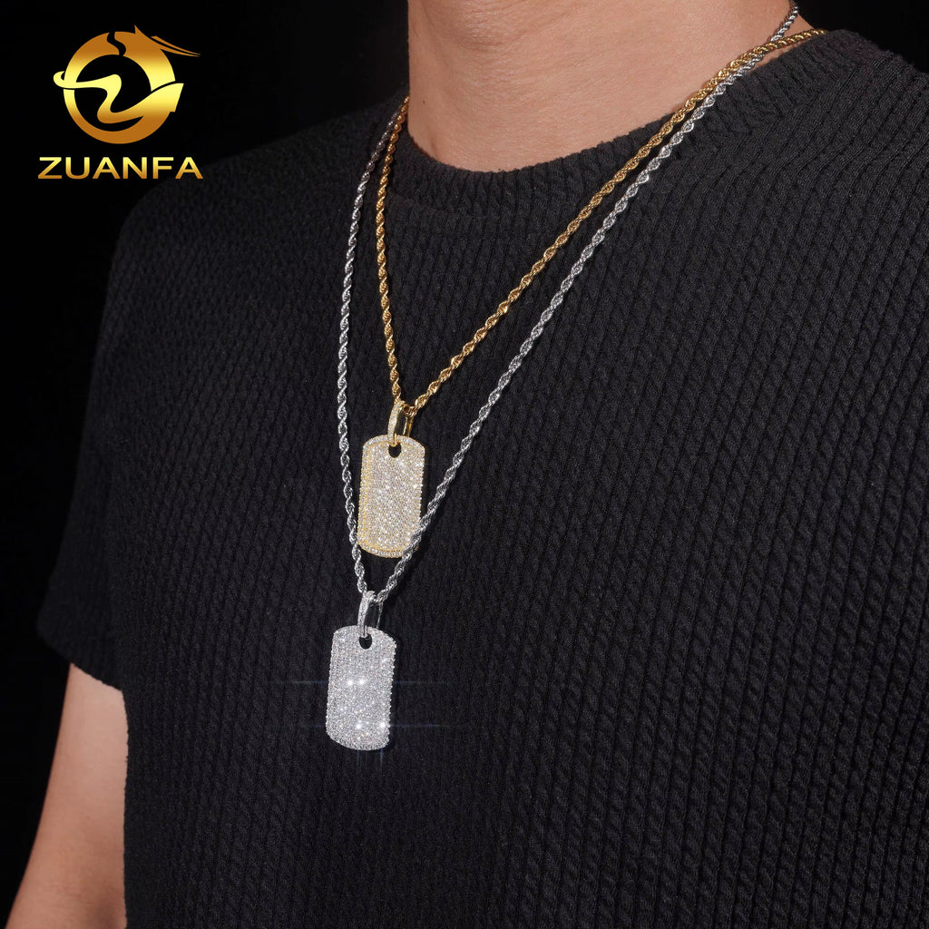 USA Stock 925 Solid Silver Moisssanite Tag Cross Pendant Hip Hop Jewelry Iced Out Moissanite Pendant Pass Diamond Tester