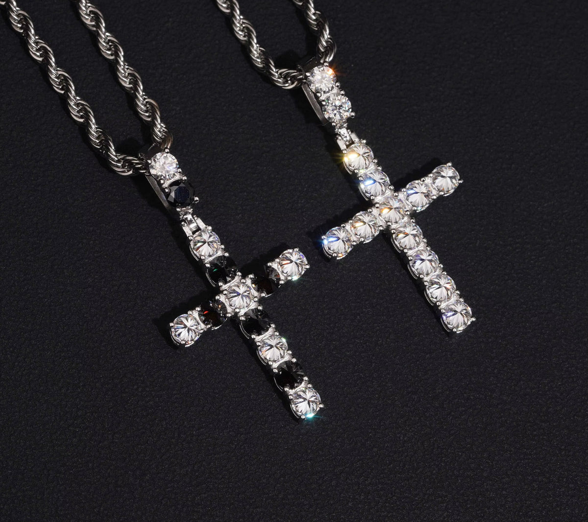 USA Local Stock New Reverse Setting Hip Hop Pendant Charm Cross Moissanite Pendant Custom 925 Silver Custom Pendant Moissanite