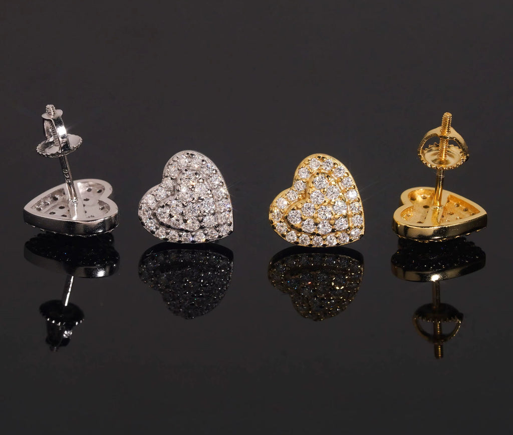 USA Warehouse Heart Shape Moissanite Earrings VVS Fine Jewelry Elegant Women 925 Silver Earrings Daily Wear