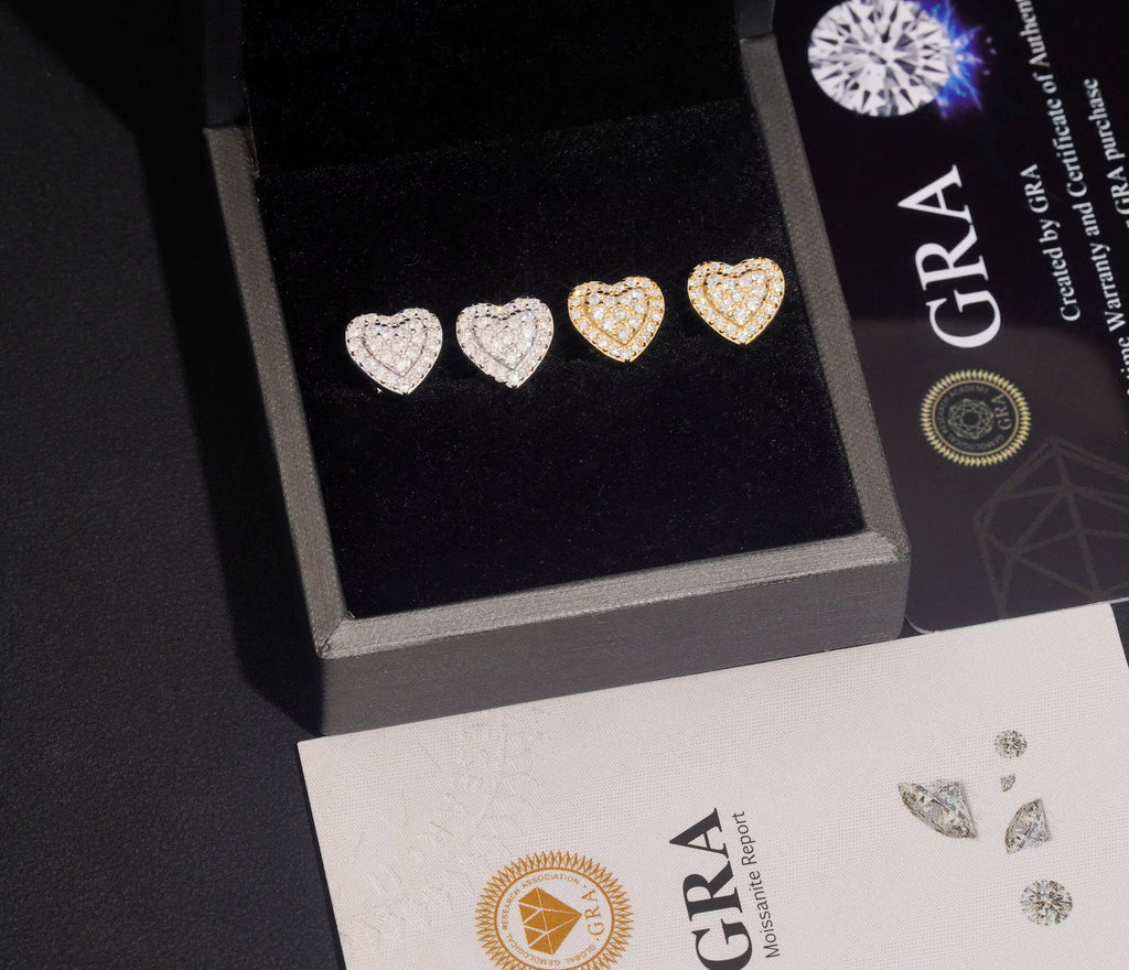 USA Warehouse Heart Shape Moissanite Earrings VVS Fine Jewelry Elegant Women 925 Silver Earrings Daily Wear