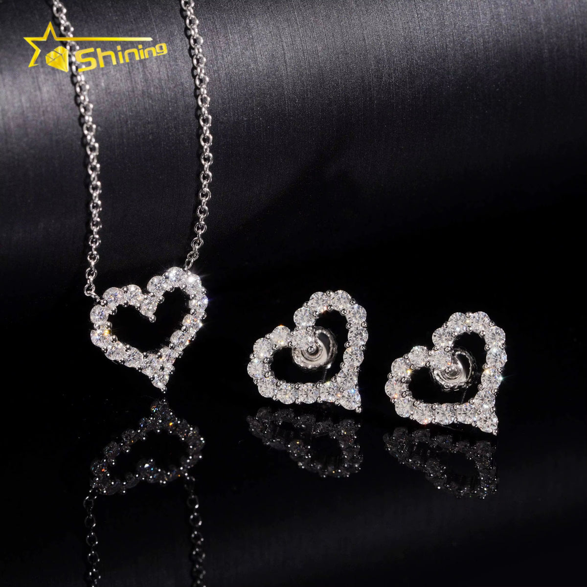 USA Warehouse Stock GRA Cert 925 Solid Silver Fine Jewelry Iced Out VVS Moissanite Wholeset Women Chain Necklace Earrings