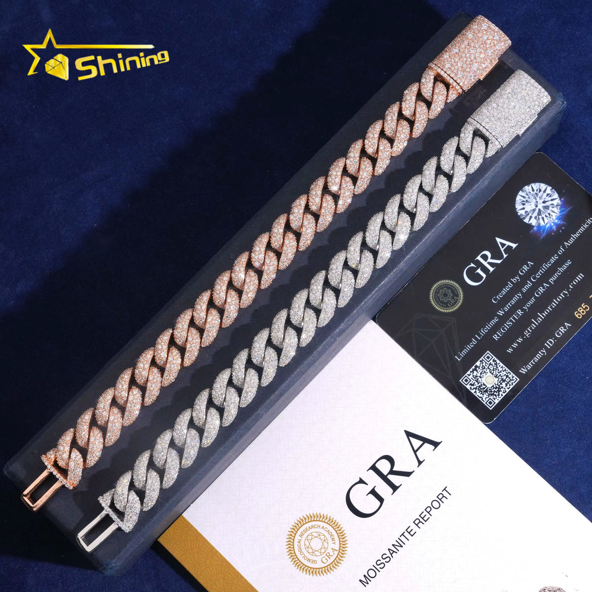 USA Warehouse Local Stock 14Mm Bracelet 925 Solid Silver Hip Hop Iced Out GRA Moissanite Diamond Sparkling Cuban Link Bracelet