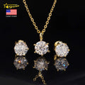 USA Warehouse Ladies Fine Jewelry Set 925 Silver Classic 6 Prongs round Moissanite Earrings and Pendant Necklace Daily Wear