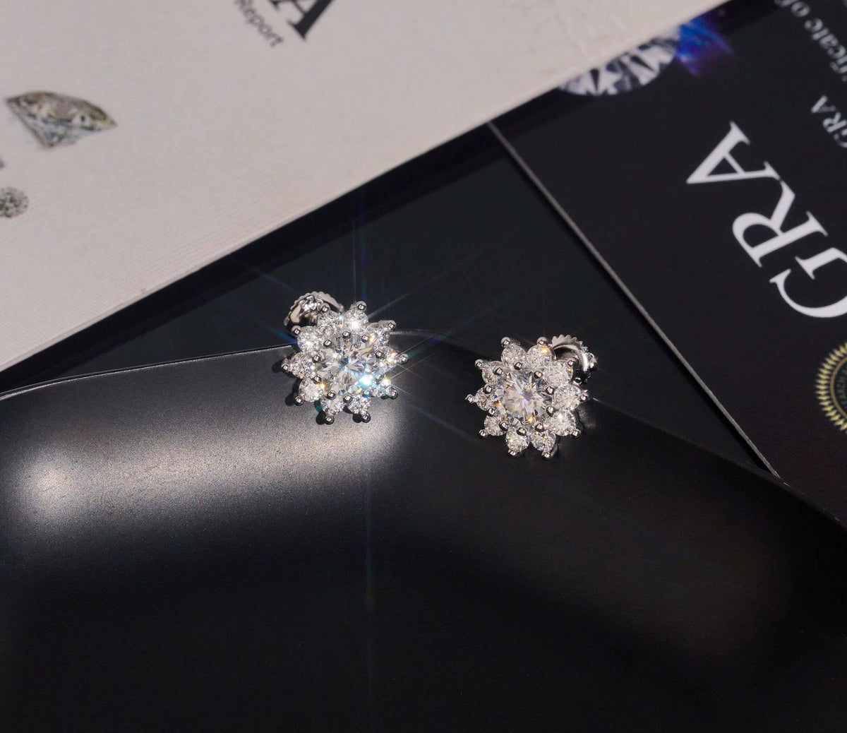 USA Local Stock Fast Shipping 925 Silver Hip Hop Flower Iced Out Men Moissanite Diamond Earrings