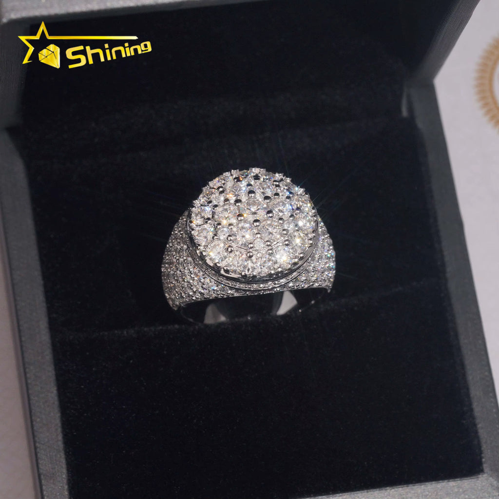 USA Local Stock Shipping Iced Out Hot Selling Moissanite Pass Diamond Tester Men'S Ring 925 Silver VVS Moissanite Ring