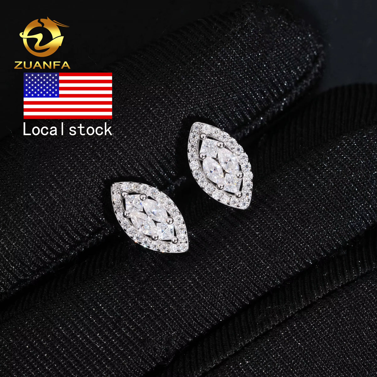 Pass Diamond Tester Marquise Cut Moissanite Hip Hop Earrings Screw Back Stud Earrings 925 Silver Moissanite Earrings USA Stock