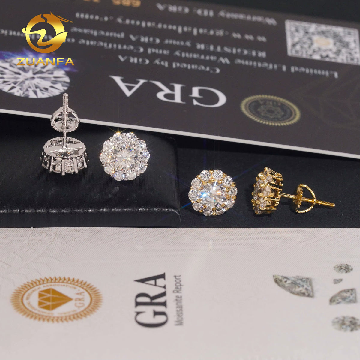 USA Warehouse Bulk in Stock Iced Out Lab Diamond Jewelry Hip Hop VVS Moissanite Silver 925 Stud Earrings