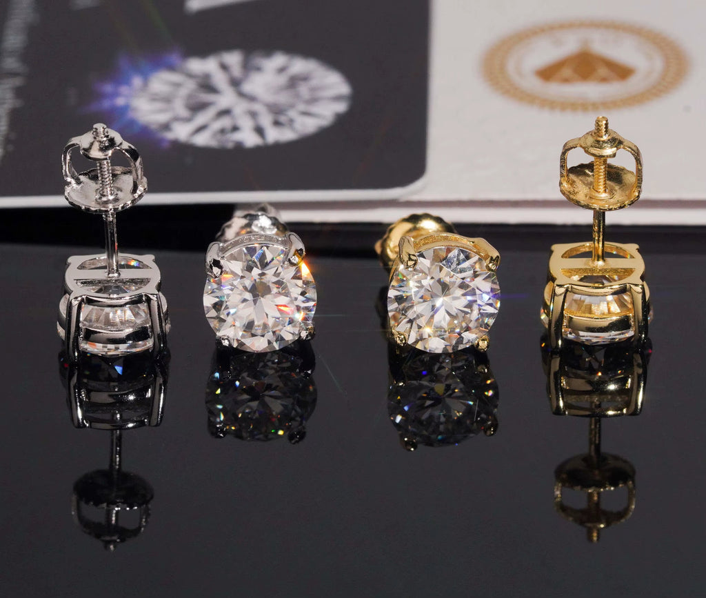 USA Warehouse Fast Shipping Classic 925 Silver 7.5Mm round Moissanite Earrings Pass Diamond Tester Women Screw Back Ear Studs