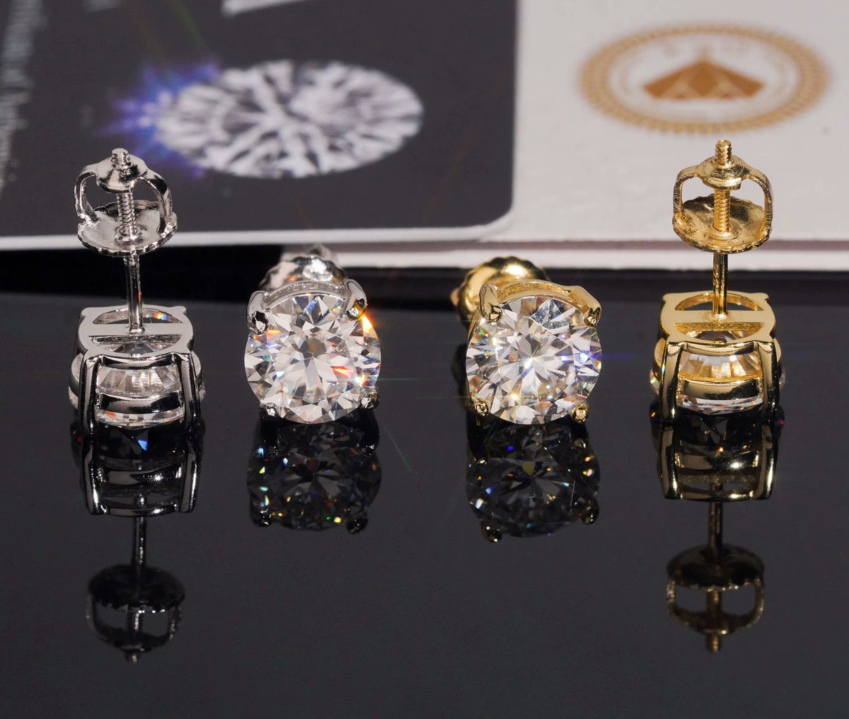 USA Warehouse Fast Shipping Classic 925 Silver 7.5Mm round Moissanite Earrings Pass Diamond Tester Women Screw Back Ear Studs
