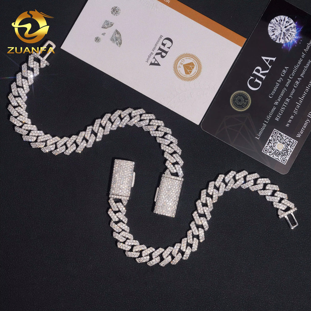 Hip Hop Jewelry 10MM Moissanite Diamond Bracelet 95Silver Iced Out Moissanite Cuban Link Bracelet USA Local Stock