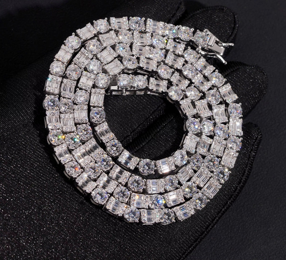 USA Local Stock Fast Shipping 925 Silver 5Mm Fancy Shape GRA Moissanite Diamond Tennis Chain Necklace