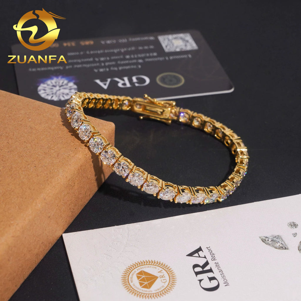 USA Local Stock 5Mm 925 Silver Moissanite Tennis Bracelet Pass Diamond Test Iced Out Hip Hop Jewelry Moissanite Diamond Bracelet