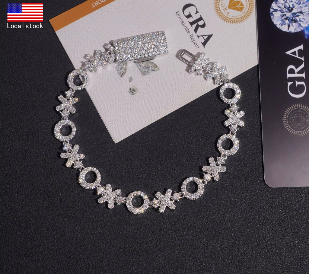 USA Local Stock Shipping Moissanite Bracelet Solid 925 Sterling Silver Gold Plated 8MM Gramoissanite Diamond Cuban Link Bracelet