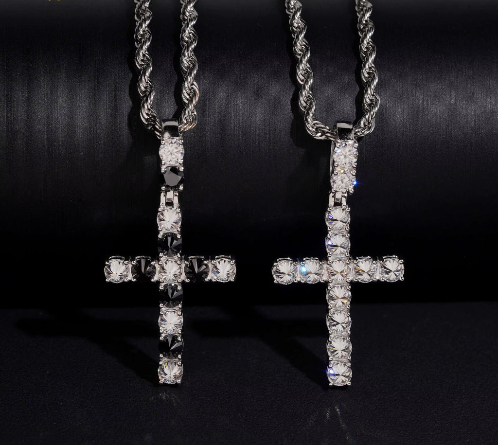 USA Local Stock New Reverse Setting Hip Hop Pendant Charm Cross Moissanite Pendant Custom 925 Silver Custom Pendant Moissanite