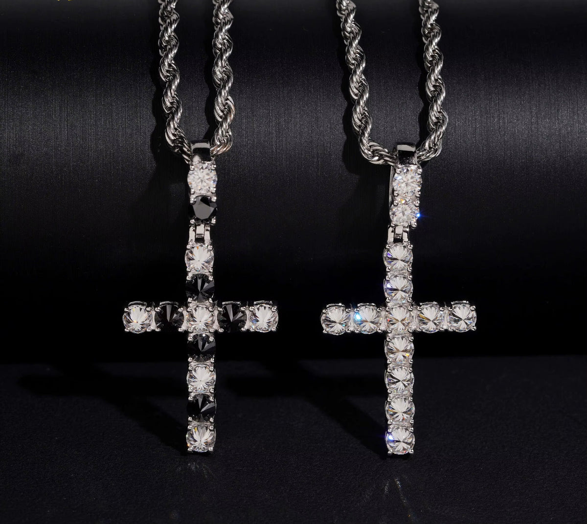 USA Local Stock New Reverse Setting Hip Hop Pendant Charm Cross Moissanite Pendant Custom 925 Silver Custom Pendant Moissanite