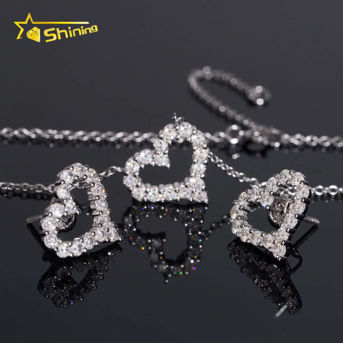 USA Warehouse Stock GRA Cert 925 Solid Silver Fine Jewelry Iced Out VVS Moissanite Wholeset Women Chain Necklace Earrings