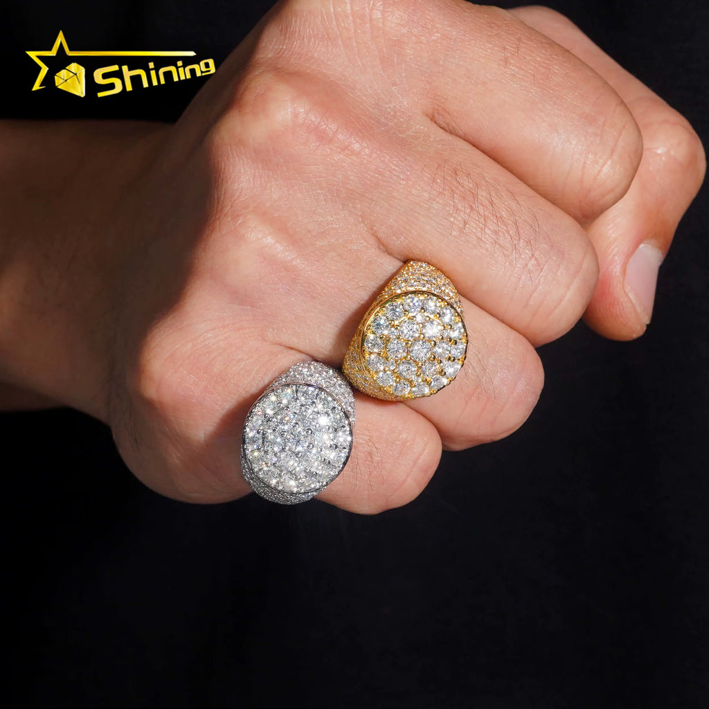 USA Local Stock Shipping Iced Out Hot Selling Moissanite Pass Diamond Tester Men'S Ring 925 Silver VVS Moissanite Ring