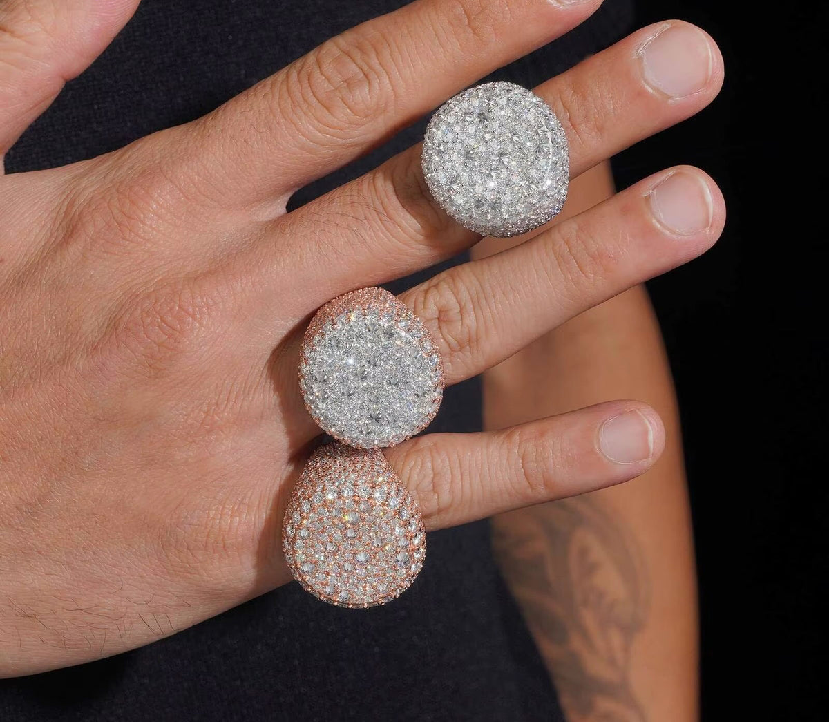 US Warehouse Pass Diamond Tester 925 Silver Fine Jewelry Upside down Moisac Setting Men Ring Moissanite Hip Hop Ring
