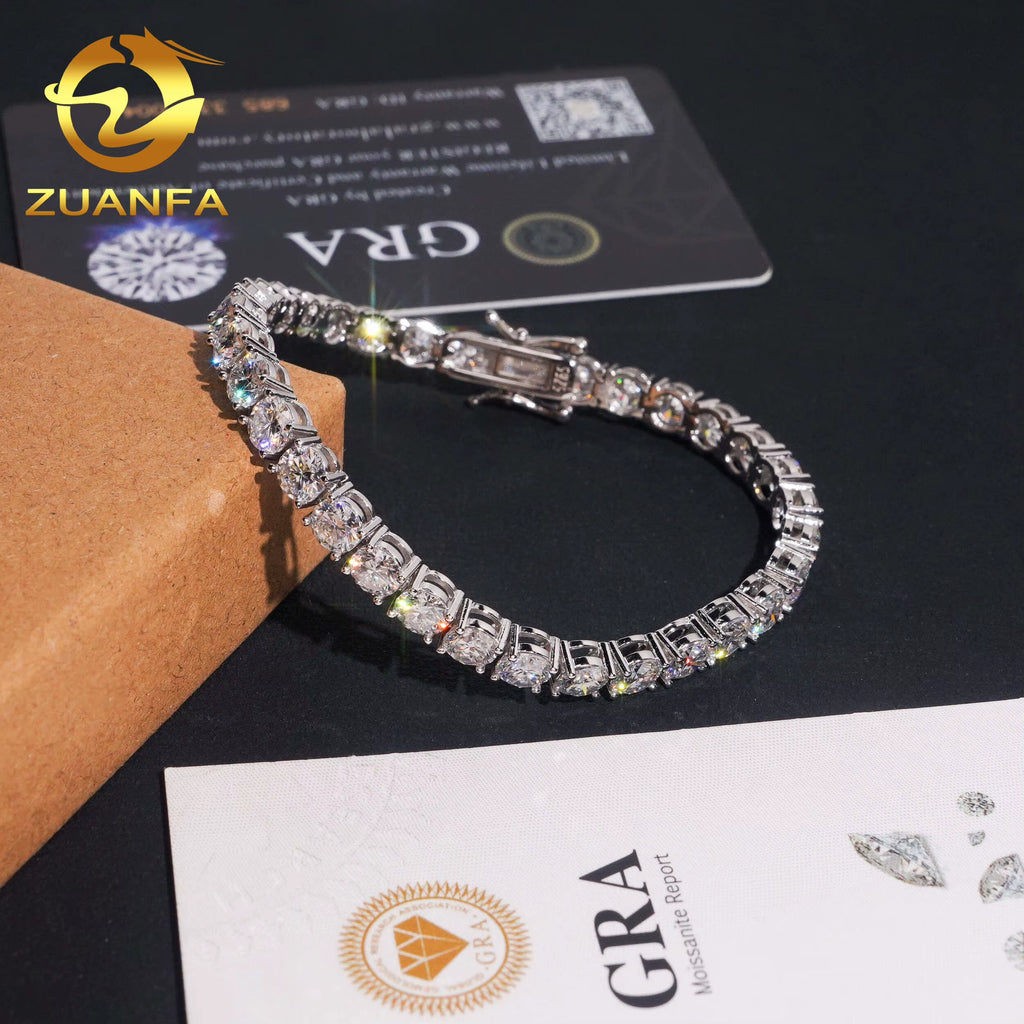 USA Local Stock 5Mm 925 Silver Moissanite Tennis Bracelet Pass Diamond Test Iced Out Hip Hop Jewelry Moissanite Diamond Bracelet