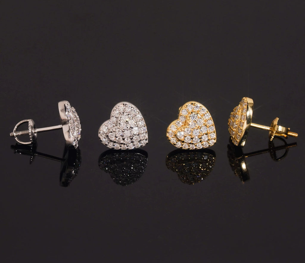 USA Warehouse Heart Shape Moissanite Earrings VVS Fine Jewelry Elegant Women 925 Silver Earrings Daily Wear