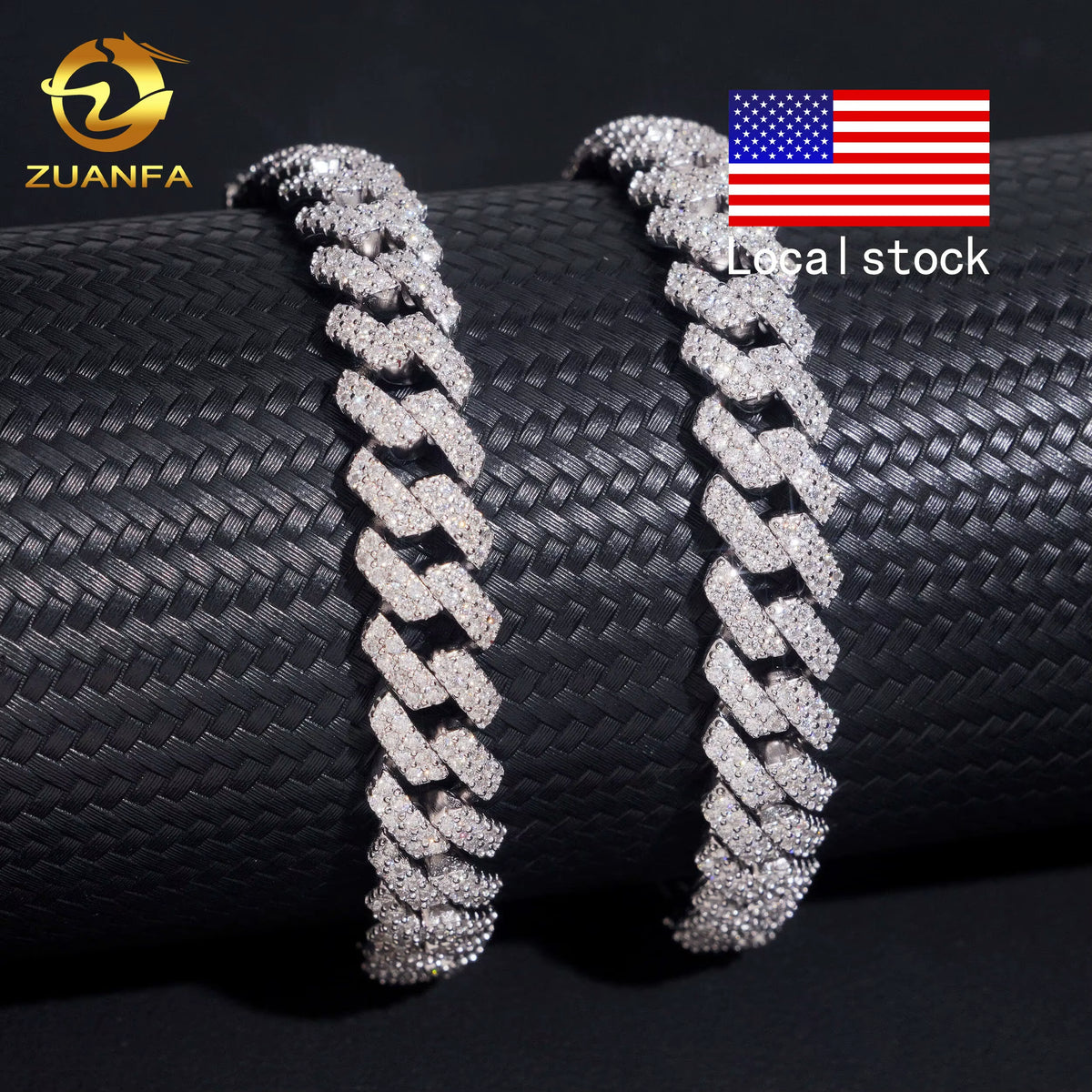 Hip Hop Jewelry 10MM Moissanite Diamond Bracelet 95Silver Iced Out Moissanite Cuban Link Bracelet USA Local Stock