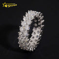 Luxury Double Row Moissanite Eternity Band Ring 925 Silver Full Pave round Cut Wedding Ring Women Promise Ring Anniversary Gift