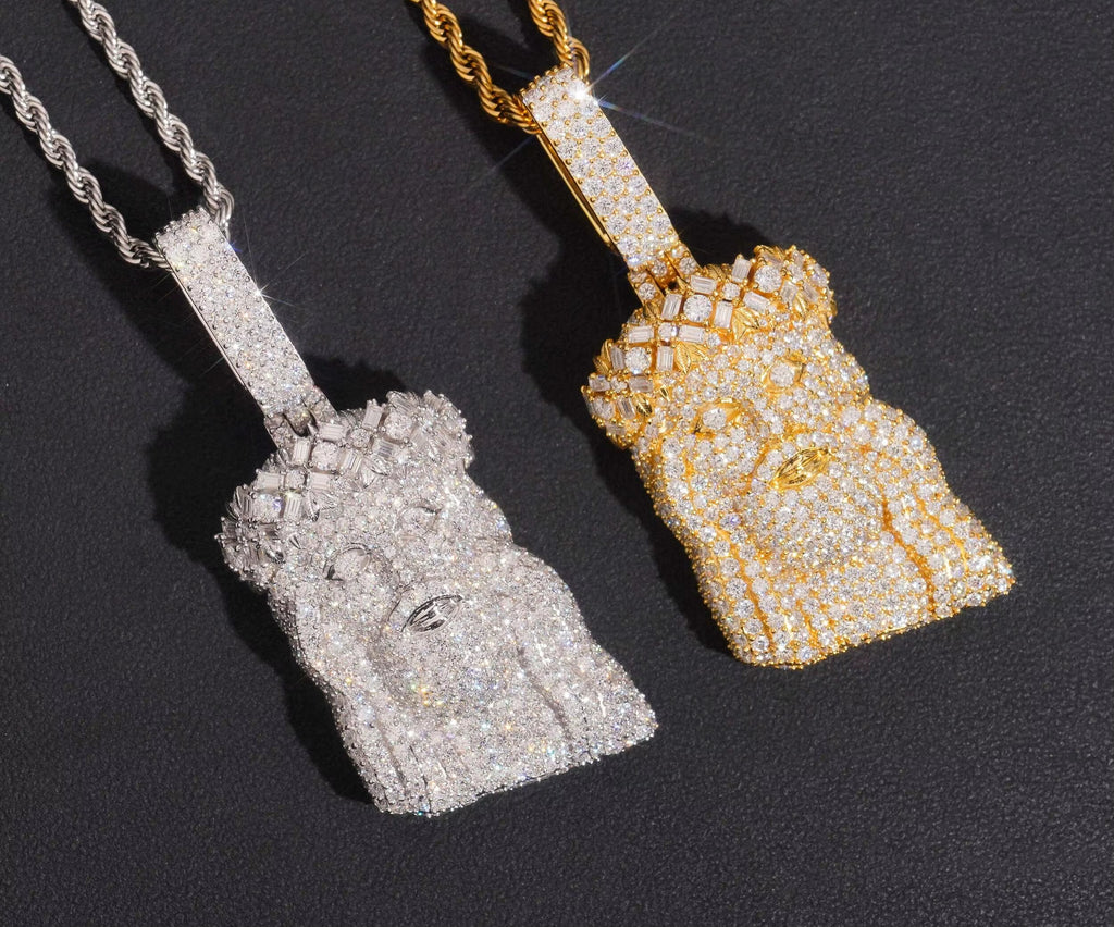 NEW USA Local Stock Hip Hop Jewelry Jesus Head Pendant Iced Out Pendant 925 Sterling Silver Moissanite Pendant Charm