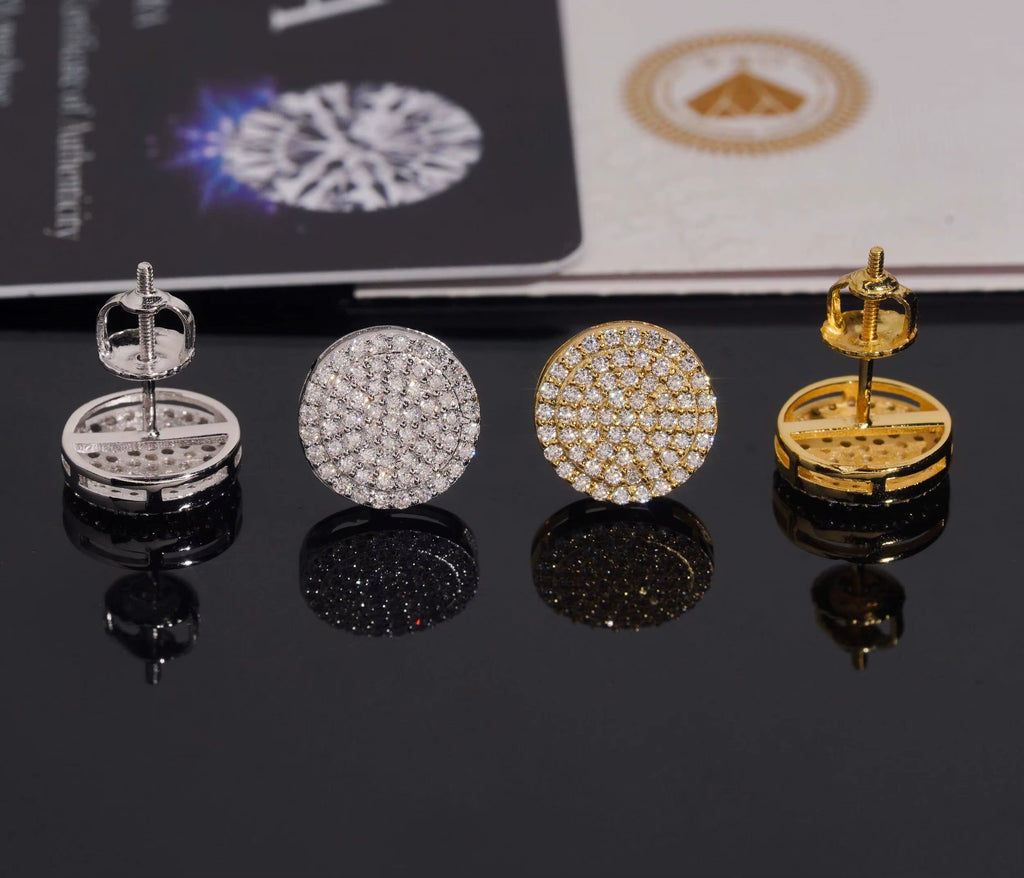 USA Warehouse Fast Shipping 10Mm Pass Diamond Test VVS Moissanite 925 Sterling Silver Gold Plated Screw Back Stud Earring