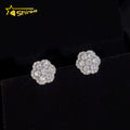 Fast Shipping USA Local Stock DVVS Moissanite Stud Earrings Flower Shape 925 Silver Iced Out Earrings Screw Back