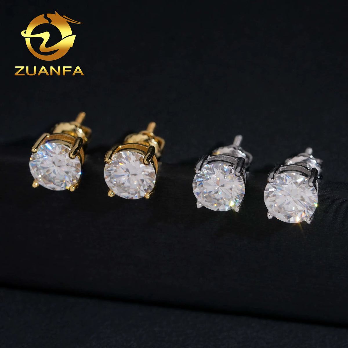 7MM Sterling Silver White Gold Plated Solitaire Earring Stud Moissanite Earring Studs