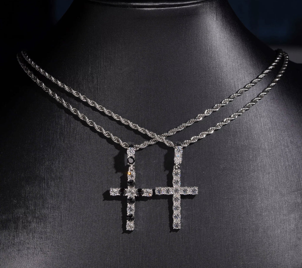 USA Local Stock New Reverse Setting Hip Hop Pendant Charm Cross Moissanite Pendant Custom 925 Silver Custom Pendant Moissanite