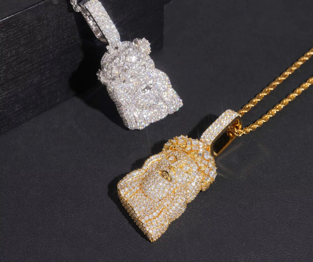NEW USA Local Stock Hip Hop Jewelry Jesus Head Pendant Iced Out Pendant 925 Sterling Silver Moissanite Pendant Charm