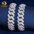 USA Local Stock 15Mm 3Rows Iced Out Bracelet Custom Hip Hop Jewelry 925 Silver VVS Moissanite Cuban Link Chain Diamond Bracelet