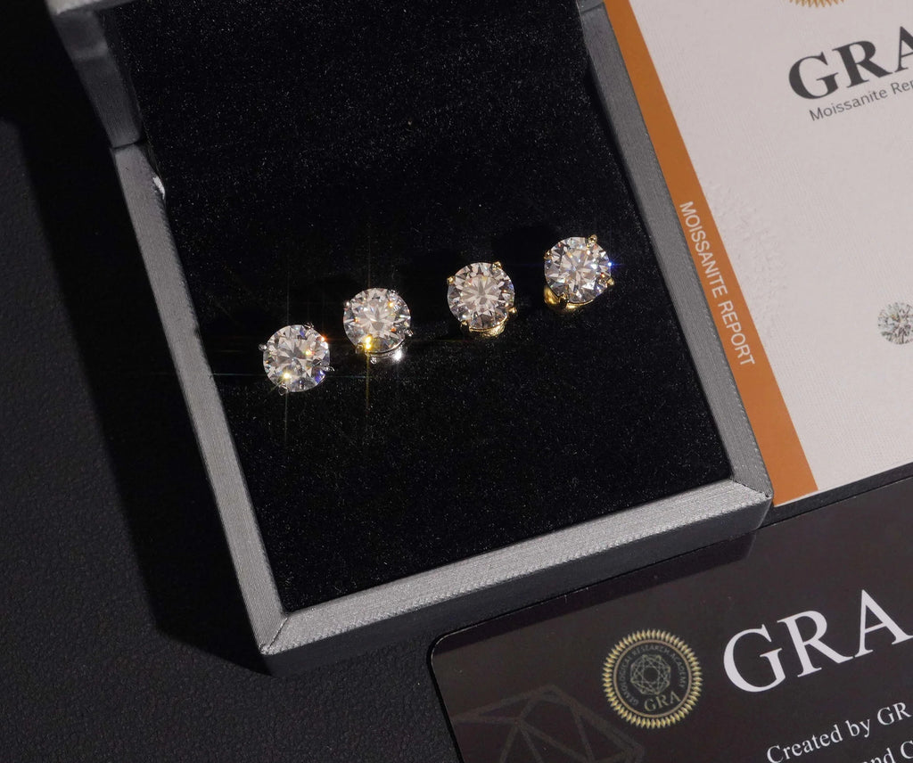USA Warehouse Fast Shipping Classic 925 Silver 7.5Mm round Moissanite Earrings Pass Diamond Tester Women Screw Back Ear Studs