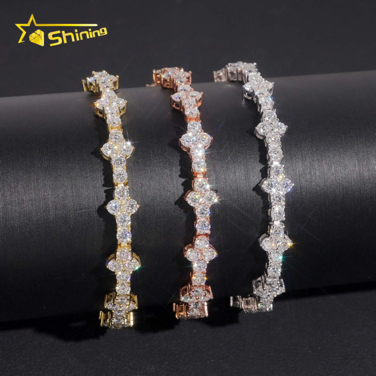USA Warehouse Local Stocks GRA Certificate 3Mm 925 Solid Silver Hip Hop Iced Out VVS Moissanite Diamond Tennis Bracelet