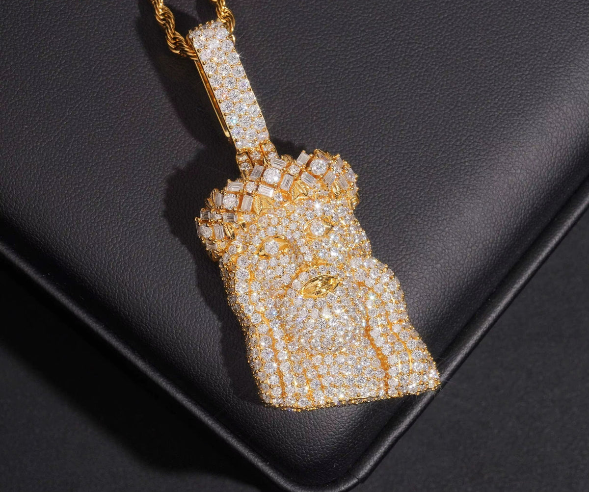 NEW USA Local Stock Hip Hop Jewelry Jesus Head Pendant Iced Out Pendant 925 Sterling Silver Moissanite Pendant Charm