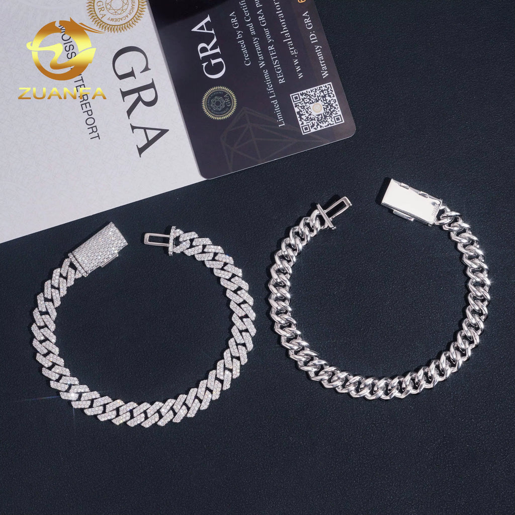USA Local Stock 8Mm Bracelet Custom Hip Hop Jewelry Iced Out Diamond 925 Silver VVS Moissanite Cuban Link Chain Bracelet