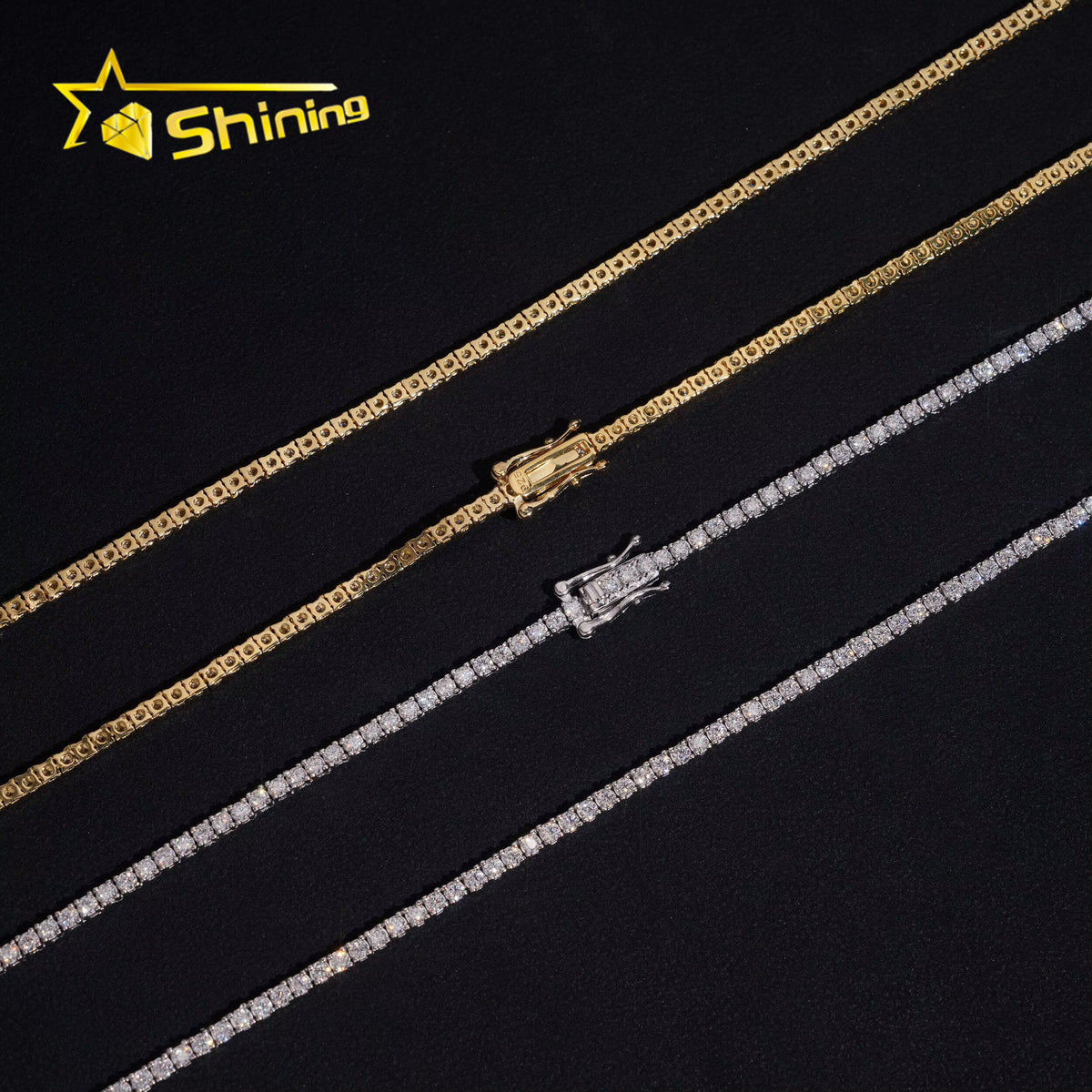 USA Warehouse Local Stock 2Mm Tennis Chain 925 Solid Silver Hip Hop Iced Out GRA Moissanite Diamond Sparkling Tennis Chain
