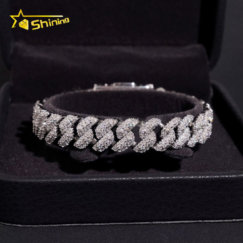USA Local Stock Hip Hop Bracelet 10Mm Hip Hop VVS Moissanite Bracelet Brass Moissanite Cuban Link Bracelet Pass Diamond Tester