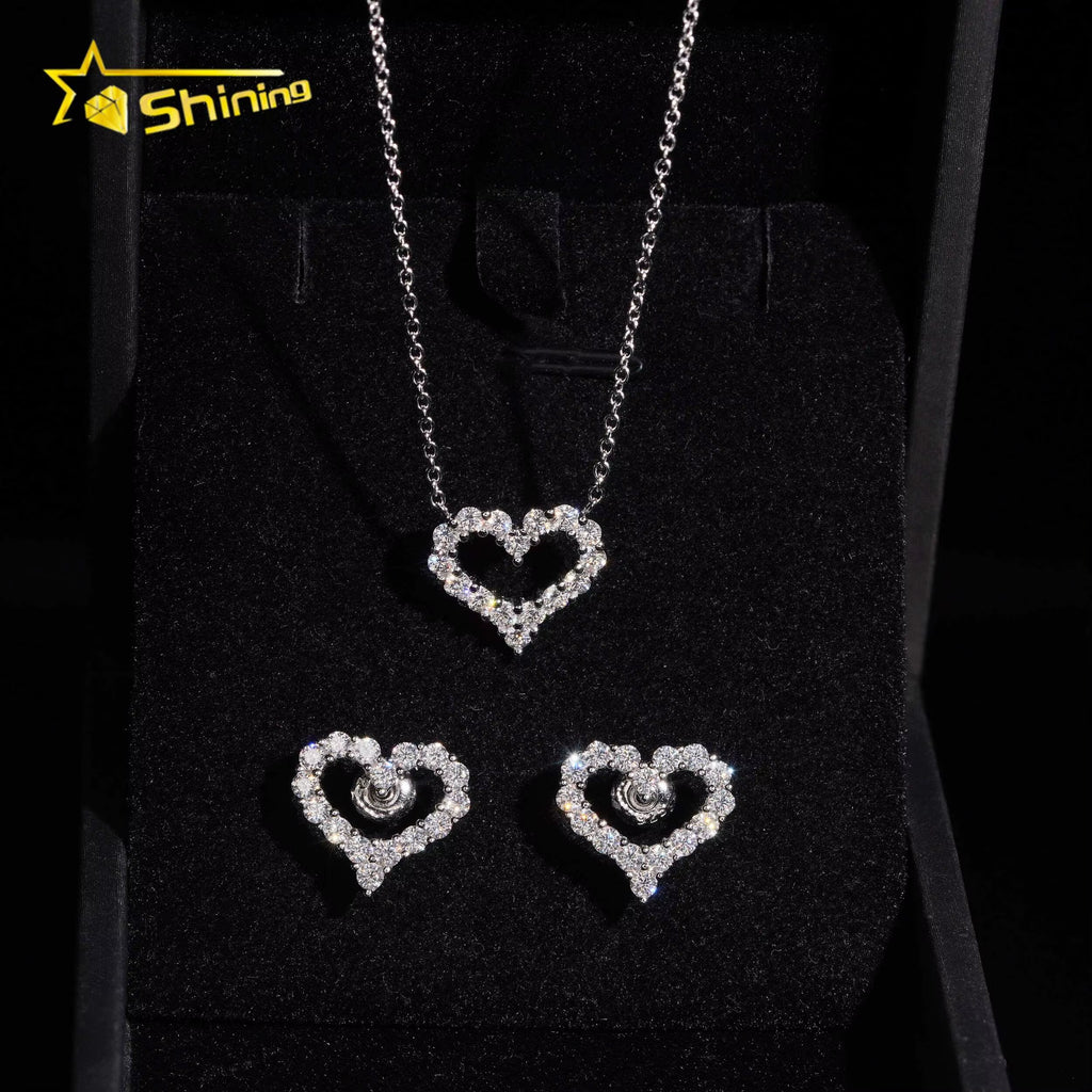 USA Warehouse Stock GRA Cert 925 Solid Silver Fine Jewelry Iced Out VVS Moissanite Wholeset Women Chain Necklace Earrings