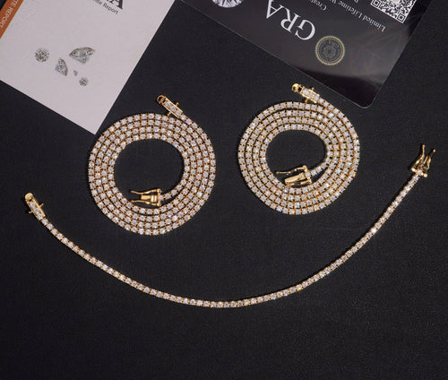 USA Warehouse Local Stock 2Mm Tennis Chain 925 Solid Silver Hip Hop Iced Out GRA Moissanite Diamond Sparkling Tennis Chain