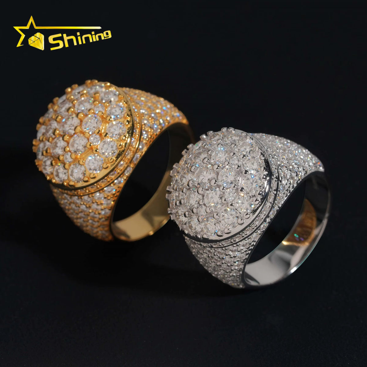 USA Local Stock Shipping Iced Out Hot Selling Moissanite Pass Diamond Tester Men'S Ring 925 Silver VVS Moissanite Ring
