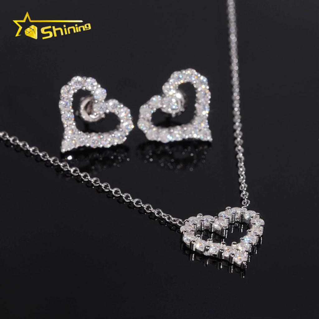 USA Warehouse Stock GRA Cert 925 Solid Silver Fine Jewelry Iced Out VVS Moissanite Wholeset Women Chain Necklace Earrings