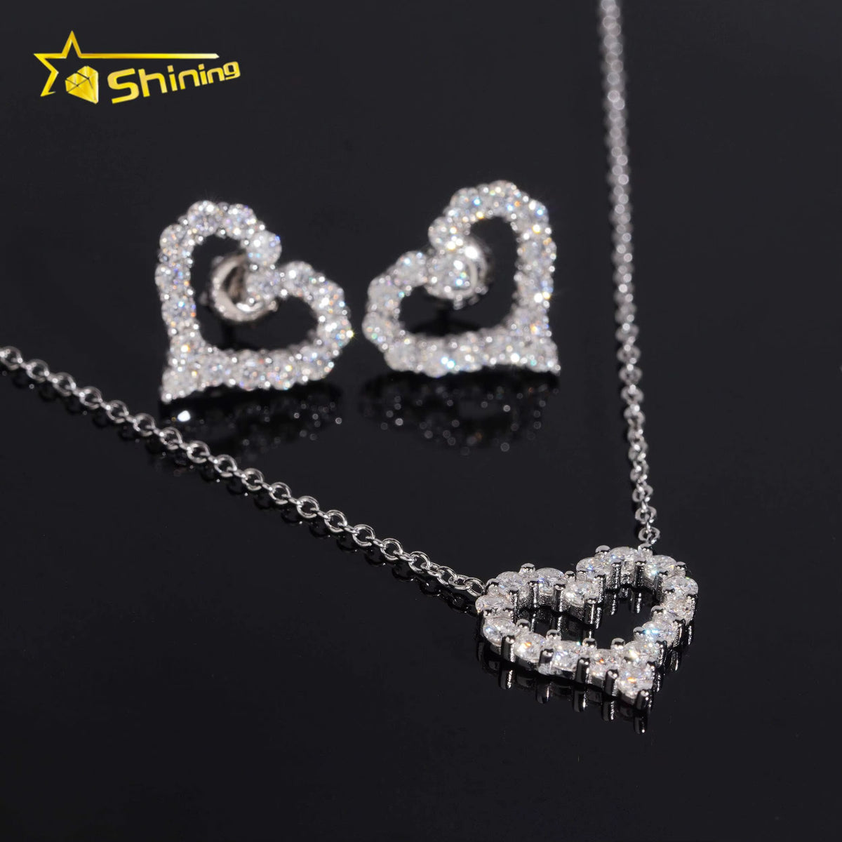 USA Warehouse Stock GRA Cert 925 Solid Silver Fine Jewelry Iced Out VVS Moissanite Wholeset Women Chain Necklace Earrings