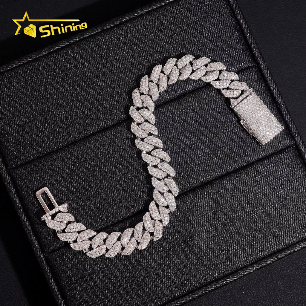 USA Local Stock Hip Hop Bracelet 10Mm Hip Hop VVS Moissanite Bracelet Brass Moissanite Cuban Link Bracelet Pass Diamond Tester